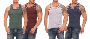 4 Herren Unterhemden farbig, Farbe: grau/dklblau & grün/bordeaux, Größe :6