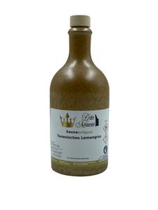 Sauna Aufguss Konzentrat Tunesisches Lemongras - 500ml in braun-christallener Steingutflasche mit Korkmündung