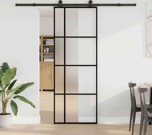 vidaXL Drzwi przesuwne z okuciem 76x205 cm ESG szkło i aluminium