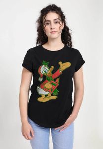 Disney Mickey Classic - Duck Carols T-Shirt mit gerollten Ärmeln für Frauen XL