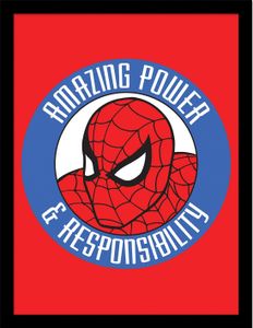 Spider-Man - Gerahmtes Poster "Amazing Power & Responsibility" PM8609 (40 cm x 30 cm) (Rot/Blau)