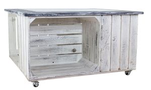 1x Angesagter Couchtisch quadratisch in schwarz, Shabby Look, mit gerahmter Glasplatte & Stauraum für Bücher / Deko, neu, 85x85cm