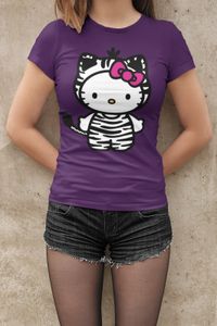 Koszulka damska z bawełny organicznej Hello Kitty Hello Zebra Cat Cute Cat Lady Cat