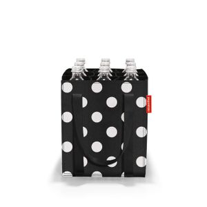 Flaschentasche - Schwarz - Weiß - Polyester - 24 x 28 cm - faltbar - mit 9 Fächern