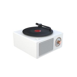 Mini Retro Vinyl Rekord drahtloser Bluetooth-kompatibler Lautsprecher Knopf-Kontroll-Aux-Musikplayer-Weiss