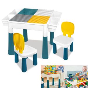 UISEBRT Kindertisch Mit Stühle Kindersitzgruppe Mit 163 Stück Bausteine Mehrzweck Tabelle Zum Kleinkind Spieltisch Kindermöbel