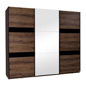GRAINGOLD Šatní skříň s posuvnými dveřmi 250 cm Denver - Šatní skříň, skříň - Šatní skříň se zrcadlem - Velká skříň do ložnice - Klášterní dub
