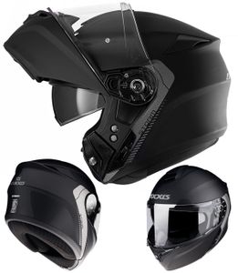 AXXIS Storm Flip-Up Helm, Motorradhelm, Klapphelm, PinLock, Matt Schwarz, Größe M
