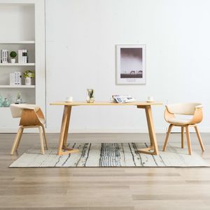 The Living Store Esszimmerstühle 2 Stk. Creme Bugholz und Kunstleder