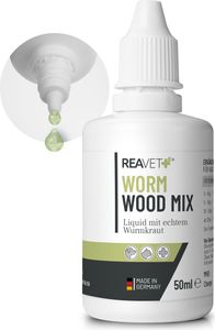 REAVET Wurm-Kraut Liquid Tropfen flüssig 50ml, Wurmkur sekundierend für alle Haustiere, Hund, Katze, natürliche Rezeptur, Wurmmittel sekundierend, kein Anthelminthikum