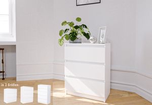 Kommode weiß mit drei Schubladen, Schlafzimmer Flur kleiner Nachttisch, Schrank, Sideboard, Highboard, Breite 60 cm Höhe 77cm