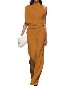 Damen Latzhosen stapeln Kragen Overallsuit, Farbe:Orange, Größe:S