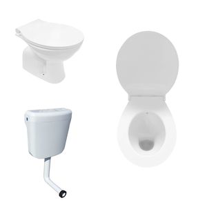 Komplettset WC Taharet/Bidet Abgang Boden Senkrecht + Deckel + Spülkasten