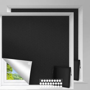2 ks 150*100cm zatemňovací látka 100% zatemnění | fólie s tepelnou vrstvou | neprůhledná pro okna, Velux a střešní okna (černá)