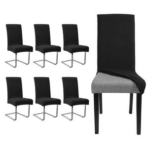 Stuhlhusse Stretch Wasserdicht elastischer Universal Stuhlüberzug Esszimmer Stuhlbezug Dehnbar, Schwarz,6 Stück
