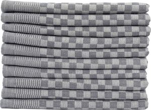 10er Set Luxus Grubentücher 50x70 cm 100% Baumwolle 210 gsm Spühltuch Küchentücher Geschirrtücher 75g grau