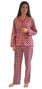Durchgeknöpfter Damen Flanell Pyjama Schlafanzug in tollem Karo-Muster - 51174