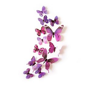 Oblique Unique 3D Schmetterlinge 12er Set für die Wand zum Kleben Wandtattoo Wandsticker Wanddeko - lila-pink
