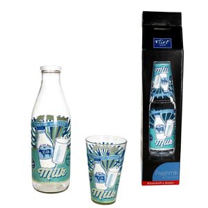 Ritzenhoff&Breker Milchflaschen Set Premium Milk Trinkflasche 1L + Glas 310ml
