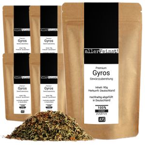 Premium Gyros Gewürzzubereitung - Gyrosgewürz für Fleisch, Gemüse und Dips in  – für die mediterrane Küche - 5 x 90g