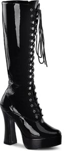 ELECTRA-2020 Pleaser High-Heels Plateaustiefel schwarz Lack mit Schnürung