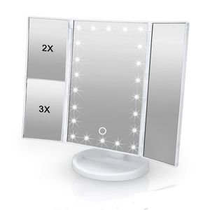 Intirilife Make-up Mirror with LED - osvětlené kosmetické zrcadlo Makeup Table Mirror Foldable White