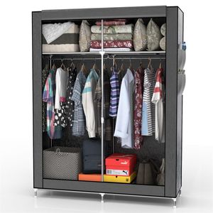 Intirilife skládací šatní skříň 108x45x170 cm v barvě MAUS GREY - skříň na zip s tyčí na oblečení, boční kapsou a přihrádkami - kempingová textilní skříň