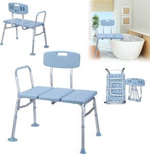 TWOLIIN Badewannensitz Senioren Höhenverstellbar Duschstuhl für Badewanne, Duschhocker mit Rückenlehne und Armlehnen, Anti-Rutsch, Badewannenstuhl Einstiegshilfe bis 150 kg