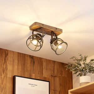 Lindby Deckenlampe 'Rutger' (Retro, Vintage, Antik) aus Holz u.a. für Wohnzimmer & Esszimmer (2 flammig, E14) - Deckenleuchte, Lampe, Wohnzimmerlampe