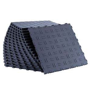 SucceBuy 305 x 305 x 13,4 mm Zámková garážová podlahová dlažba 50 ks Podlahová protišmyková obojstranná podlahová krytina pre garáže Grafitová šedá