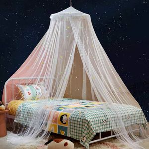 1 Set Dome Bett Baldachin faltbare Leuchten in den Dunkeln Polyester Sterne Prinzessin Baldachin Schlafzimmer Dekor Haushaltsdarsteller-Weiß ,Größen:S