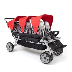 Gaggle Jamboree Kinderwagen für 6 Kinder Rot Klappbar | Multi Babywagen für mehrere Kinder Zusammenklappbar