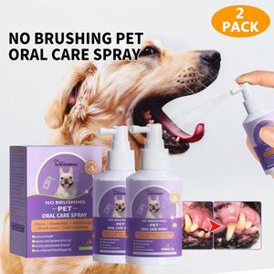 2 Stück Zahnreinigungsspray für Hunde Katzen, Haustier Oral Spray, Haustier Atemerfrischer Spray, Haustier-Atempflege-Reiniger Zahnfleisch, Hundepflege, Atemerfrischer 50ml*2