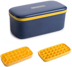 Eiswürfelform Eiswürfelbehälter mit Deckel Eiswürfel Eisbox mit Deckel, Doppelschicht Silikon Eiswuerfel Form Kunststoff Eiswürfelbox