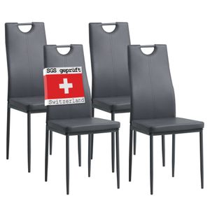 Albatros Stoličky do jedálne SALERNO sada 4, sivá - elegantný taliansky dizajn, čalúnené stoličky s poťahom z umelej kože, moderné a štýlové pri jedálenskom stole - kuchynské stoličky, stoličky do jedálne s vysokou nosnosťou