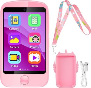Dětské chytré hodinky s funkcí volání, 2,8" dotykový displej, dětský mobilní telefon Smartphone s fotoaparátem, hudebním přehrávačem, logickými hrami, s 8G SD kartou, pro děti, chlapce, dívky, růžové