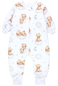 TupTam Baby Schlafsack mit Beinen und Ärmel  e Materialien Winterschlafsack, Farbe: Bären auf Wolken / Weiß / Braun, Größe: 80-86