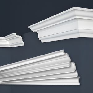 MARBET DESIGN Stuckleisten XPS Styropor weiß - Deckenleisten Stuck Decken Styroporleisten E-Leisten - (20 Meter / 10 Leisten E-25)