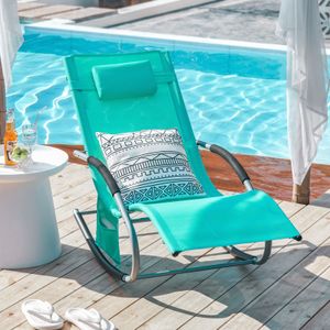 SoBuy OGS28-TB Swingliege Schaukelliege Relaxliege Liegestuhl Sonnenliege Gartenliege mit Tasche 150 kg Belastung