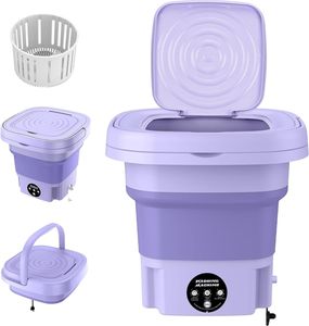 Mini Waschmaschine, 11L Kapazität Tragbare Faltbare Reisewaschmaschine mit Trockner, UV Desinfektion, mit Abtropfkorb und Abflussleitung