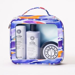 Maria Nila Sheer Silver Beauty Bag - Shampoo 350 ml + Conditioner 300 ml + Masque 250 ml + Tasche