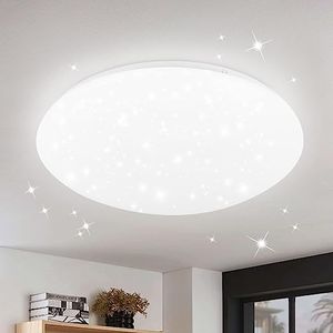 ZMH LED Deckenleuchte Schlafzimmer Deckenlampe 30cm Sternenhimmel Kaltweiß 18W Deckenbeleuchtung IP44 Wasserdicht Rund für Badezimmer Küche Kinder