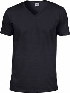 Gildan Herren Soft Style T-Shirt, V-Ausschnitt, Kurzarm BC490 (XL) (Schwarz)