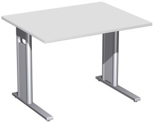 Geramöbel Schreibtisch starr, C Fuß Blende optional, 1000x800x720, Lichtgrau/Silber; N-648144-LS