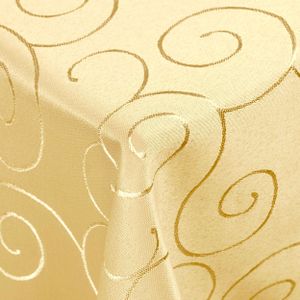 DecoHomeTextil Kringel Circle Tafeldecke Ornamente Damast Tischdecke Gelb Eckig 160 x 160 cm