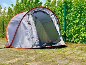 Defacto Wurf Zelt Sekundenzelt 2-3 Person Outdoor Campingzelt Tent Pop Up 245x145x110cm Diverse Farben inkl. Herringe & Seile grau