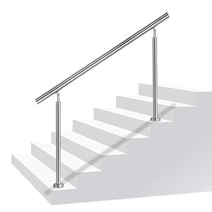 TRMLBE Edelstahl-Handlauf Geländer Treppengeländer mit 2 Pfosten für Balkon Treppen Innen und Außen - 120cm Ohne Querstreben