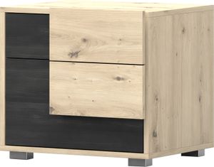 Nachttisch Nachtschrank Nachtkommode mit zwei Schubladen Artisan Eiche/Schwarze Norwegische Kiefer BAFRA 54cm