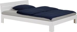 Massivholzbett Doppelbett Bettgestell mit Kopfteil  THOMAS,  Kiefer massiv, 140x200 cm, weiß