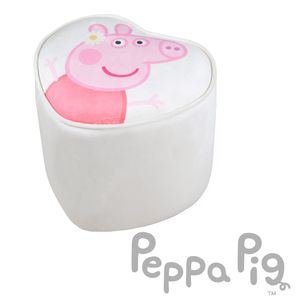 Kinderhocker im Peppa Pig Design - Hocker für Mädchen & Jungen ab 18 Monaten - Belastbar bis 60 kg - Polsterhocker in Herzform - Beige